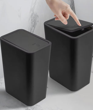 Stijlvolle Prullenbak met Drukdeksel - 10L Kleine Afvalbak voor Badkamer, Slaapkamer, Woonkamer