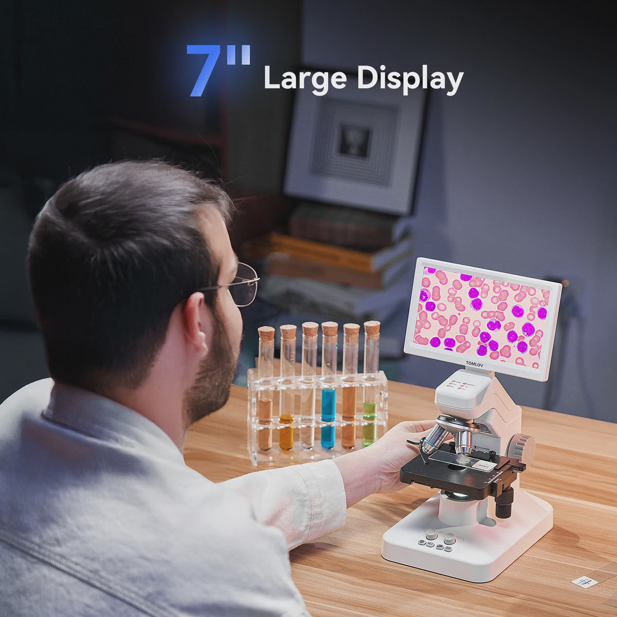 TOMLOV DM301 Max Digitale Biologische Microscoop - 1200x Zoom met 7" Scherm voor Onderwijs