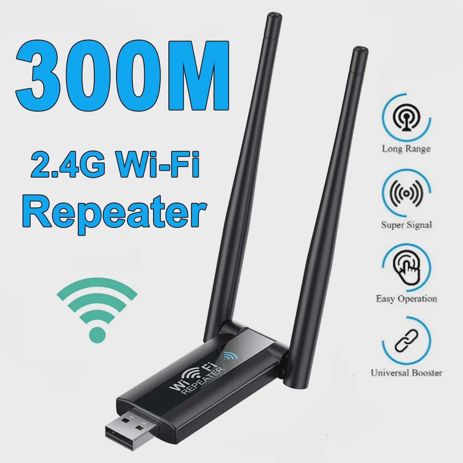 300Mbps Draadloze WiFi Repeater & Extender met USB - Vergroot je Wi-Fi Signaal