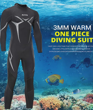 Heren 3mm Neopreen Wetsuit - Lange Mouwen, Full Body Duikpak voor Zwemmen, Surfen & Triathlon