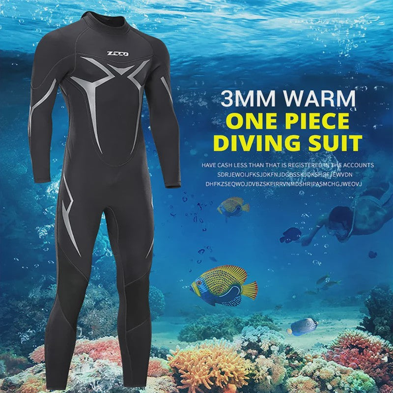 Heren 3mm Neopreen Wetsuit - Lange Mouwen, Full Body Duikpak voor Zwemmen, Surfen & Triathlon