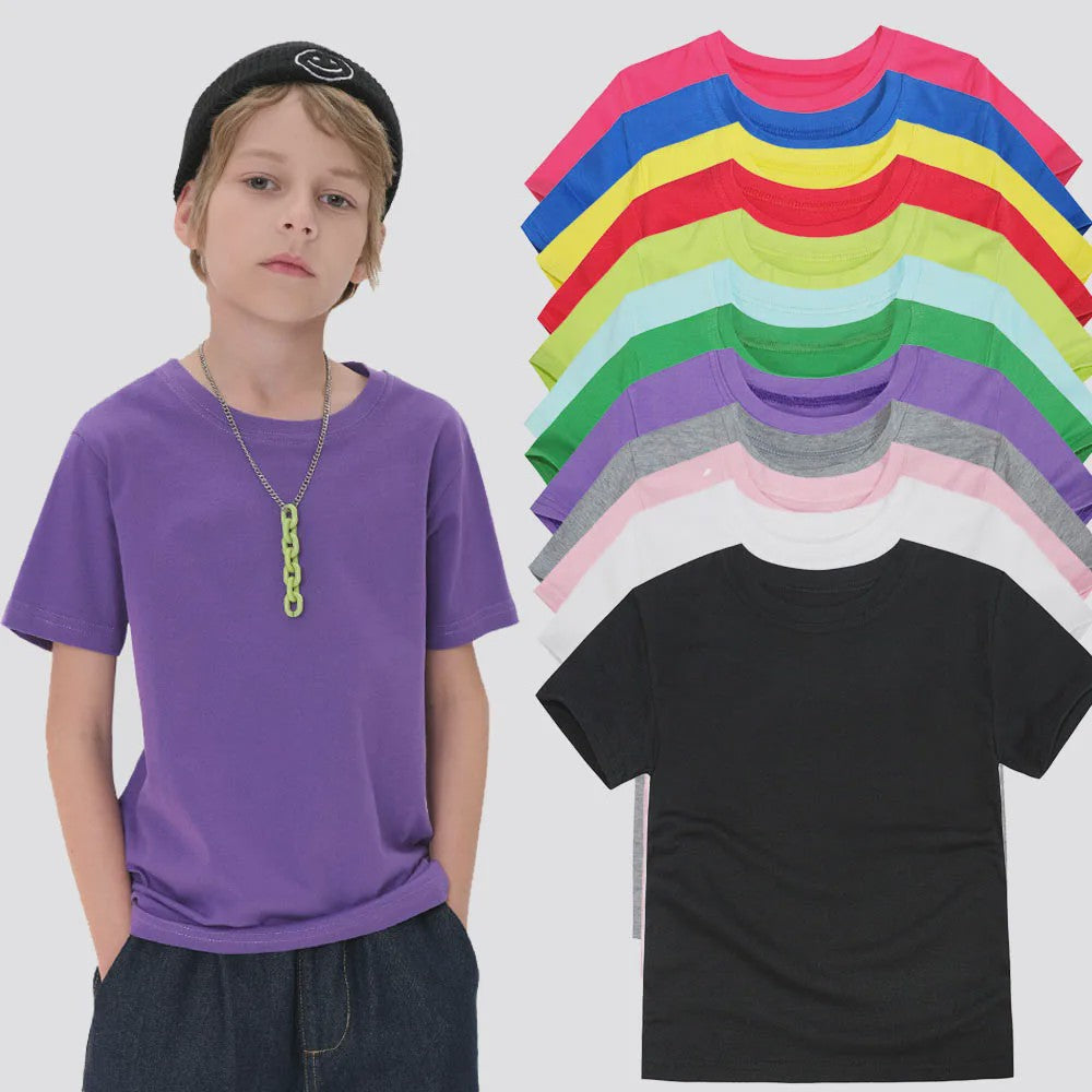 Kinder T-shirt Korte Mouw Katoen Zomer - Jongens & Meisjes (1-14 Jaar)