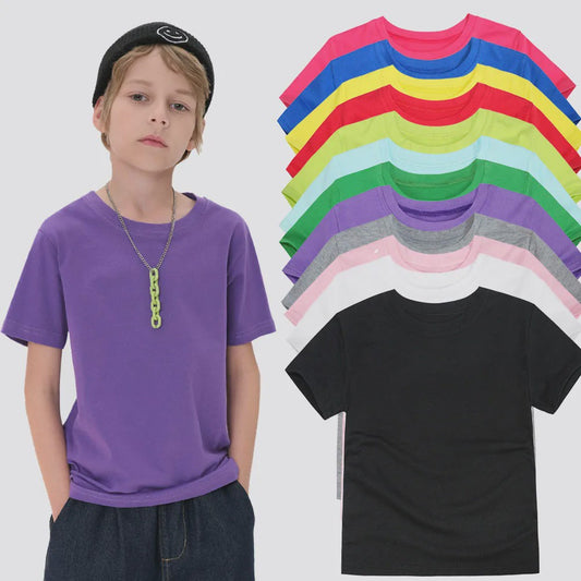 Kinder T-shirt Korte Mouw Katoen Zomer - Jongens & Meisjes (1-14 Jaar)