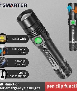 E-Smarter U518 Oplaadbare Zaklamp met Telescopische Zoom & Low Battery Indicator