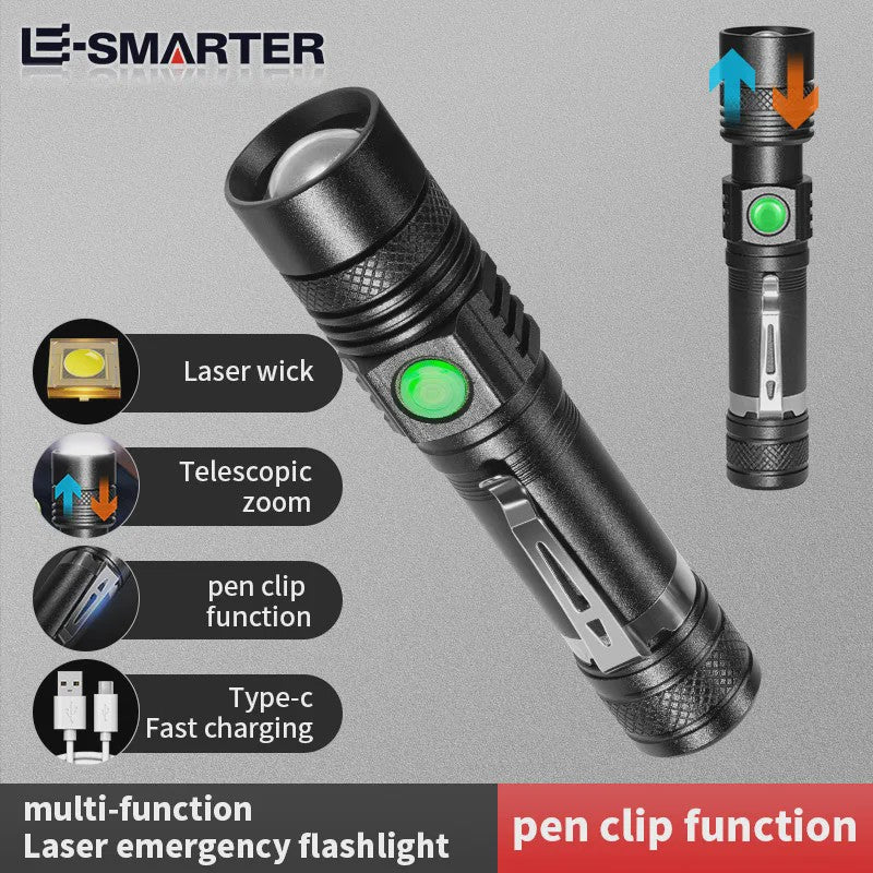 E-Smarter U518 Oplaadbare Zaklamp met Telescopische Zoom & Low Battery Indicator
