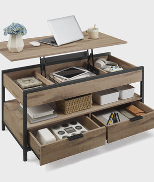 Verstelbare Salontafel met Lade en Open Vak - 100x50cm