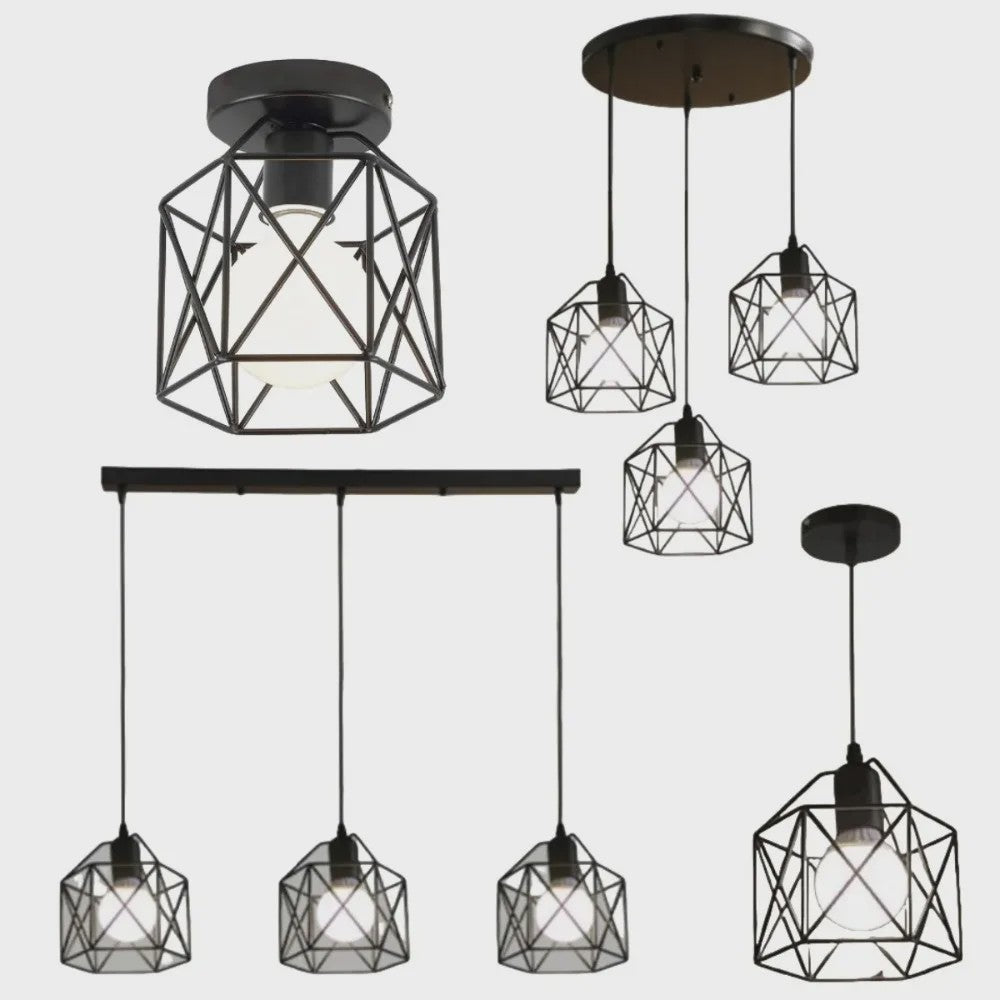 Industriële Vintage Hanglamp LED - Metalen Kooi Design voor Keuken, Woonkamer