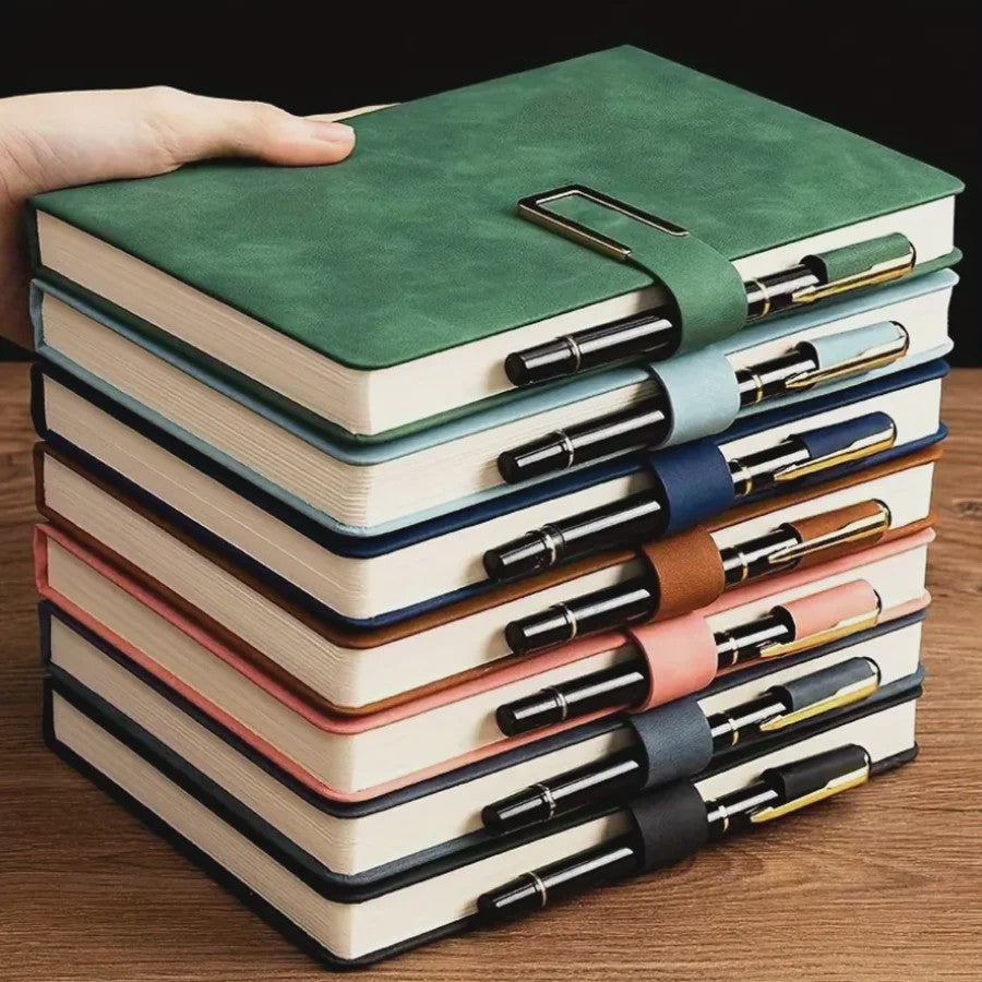 Luxe Vintage A5 Leren Notitieboek met Gepersonaliseerde Kaft - Perfect voor Werk & Studie