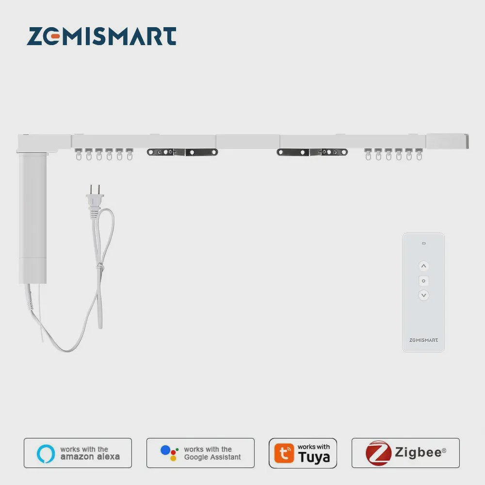 Zemismart Zigbee 3.0 Elektrische Gordijnrail - Slimme Bediening met Tuya Hub, Alexa & Google Home