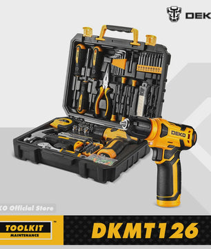 DEKO 126-delige Gereedschapskist met 8V Accuboormachine - Complete Set voor Huis, Tuin & Klussen