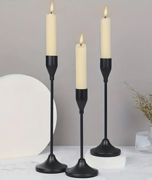 Set Zwarte Kandelaars met Ronde Voet - Scandinavisch Minimalistisch Design