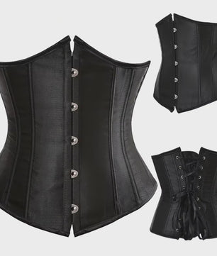 Dames Satin Corset Bustier met Vetersluiting - Steampunk Taille Shaper