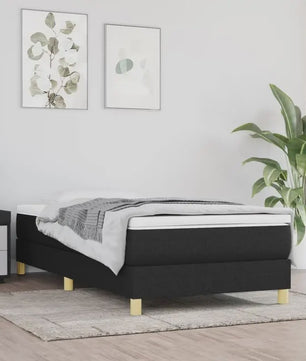 Zwart Stoffen Bedframe met Lattenbodem 90x200 cm - Stevig Ondersteuningssysteem voor Eenpersoonsbed