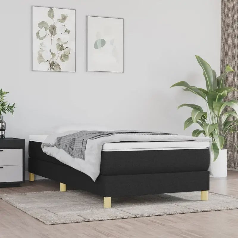 Zwart Stoffen Bedframe met Lattenbodem 90x200 cm - Stevig Ondersteuningssysteem voor Eenpersoonsbed