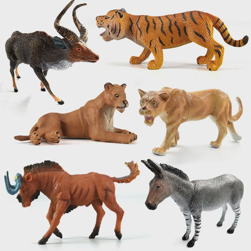 Realistische Dierenfiguren Set: Leeuw, Tijger, Zebra, Antilope & Meer