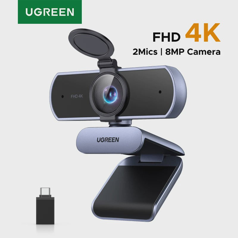 4K Webcam met Autofocus, AI Noise Cancelling Microfoons & Privacy Cover