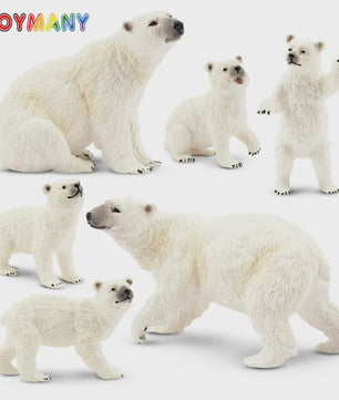 Set van 6 Realistische IJsbeer Miniatuur Figuren - Speelgoed & Taartdecoratie