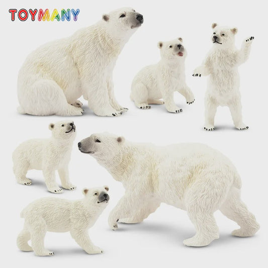 Set van 6 Realistische IJsbeer Miniatuur Figuren - Speelgoed & Taartdecoratie