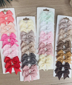 Set van 10 Handgemaakte Strikjes Haarclips voor Baby Meisjes - Lint Strikjes Haaraccessoires