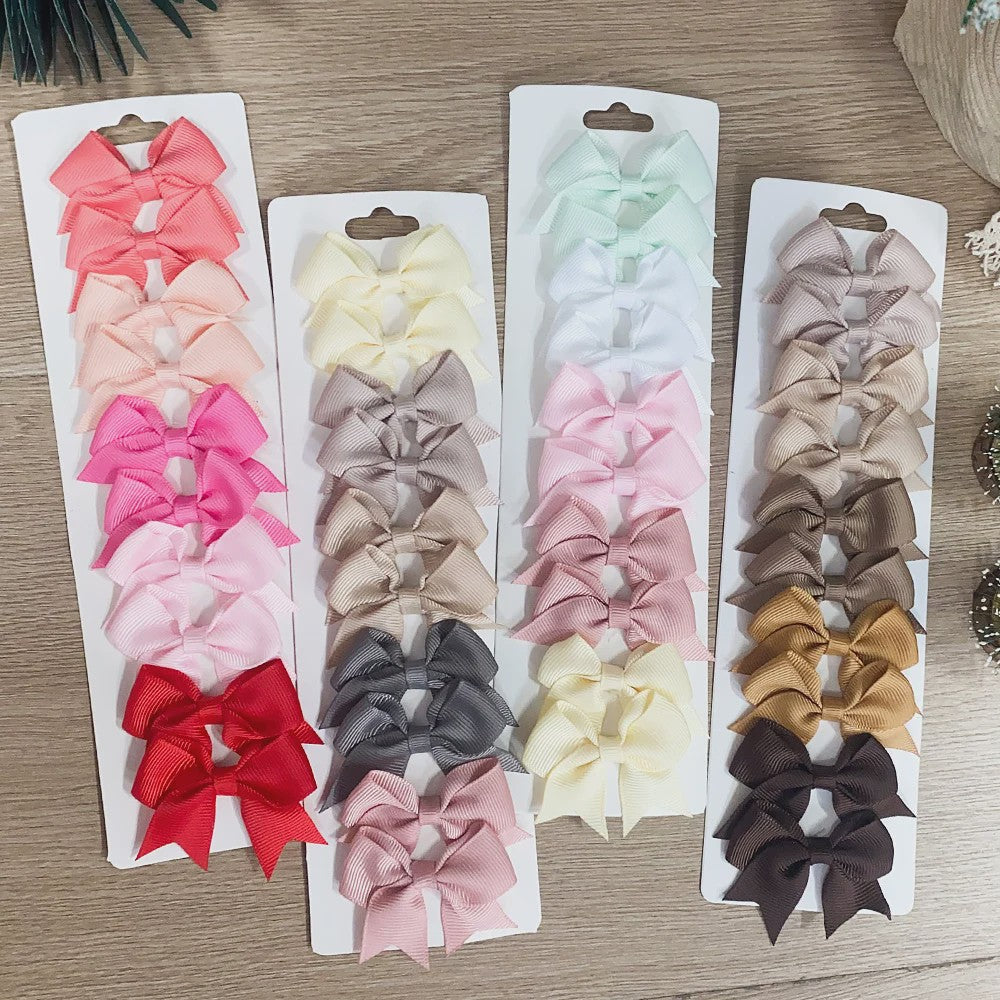 Set van 10 Handgemaakte Strikjes Haarclips voor Baby Meisjes - Lint Strikjes Haaraccessoires