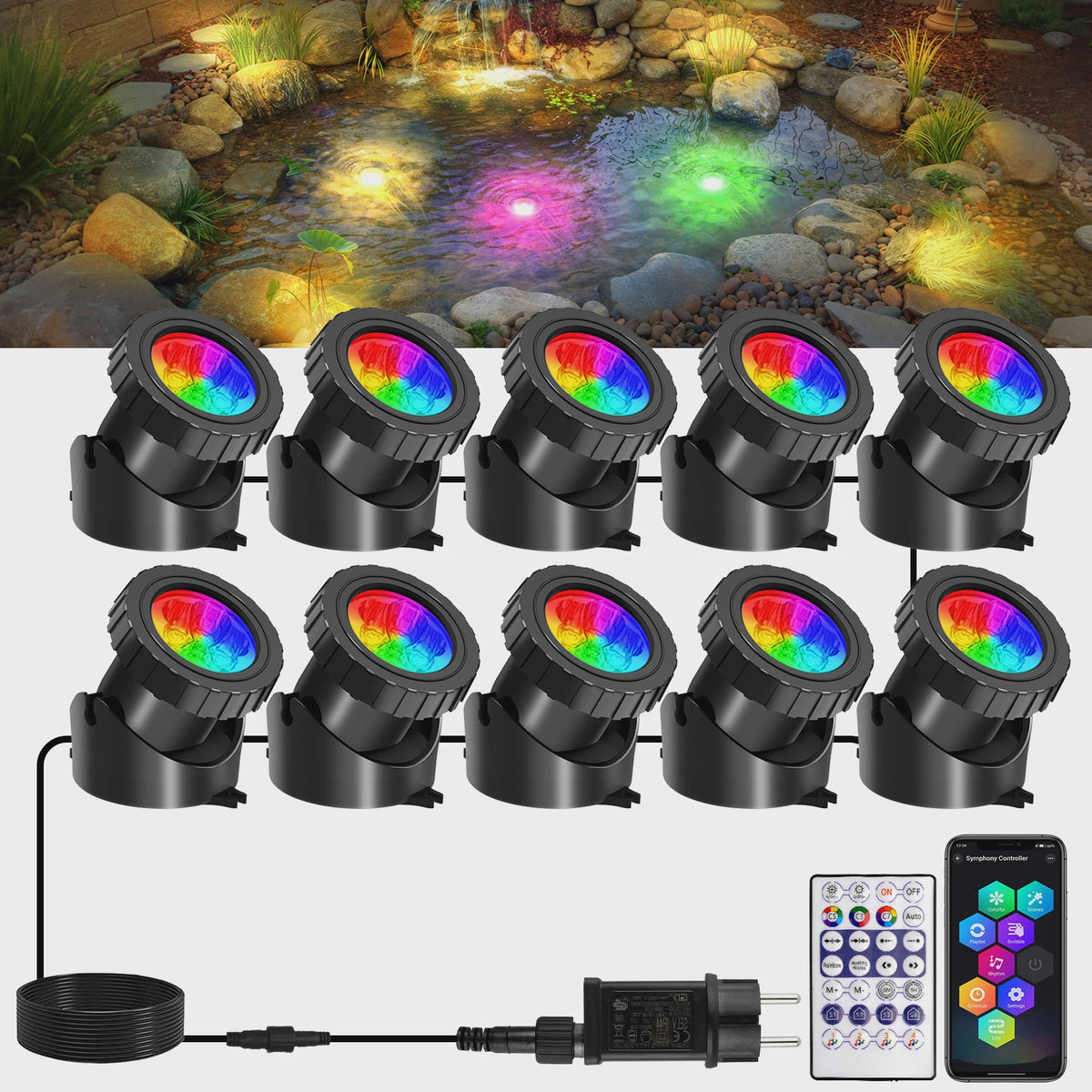 Waterdichte RGB LED Spot Verlichting voor Vijver & Fontein - App & Afstandsbediening