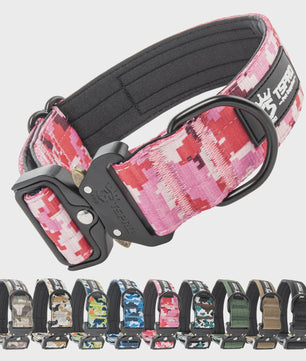 TSPRO Tactische Hondenhalsband Heavy Duty met Metalen Gesp - Verstelbaar voor Middelgrote tot Grote Honden