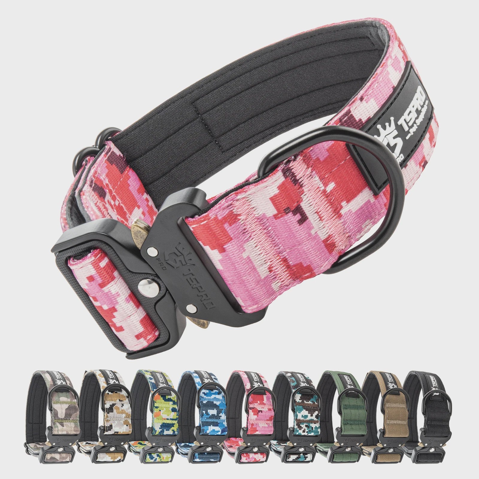 TSPRO Tactische Hondenhalsband Heavy Duty met Metalen Gesp - Verstelbaar voor Middelgrote tot Grote Honden