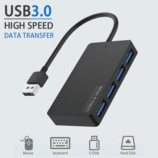 Slanke USB 3.0 Hub met 4 Poorten - Hoge Snelheid Dataoverdracht voor Laptop & PC