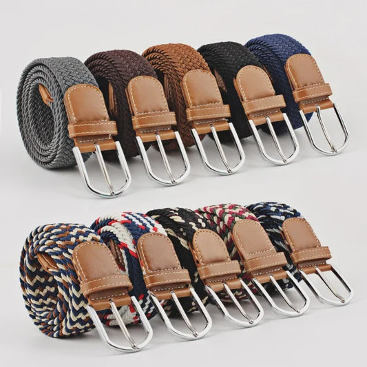 Unisex Gevlochten Elastische Riem met Pin Gesp - 107-130cm