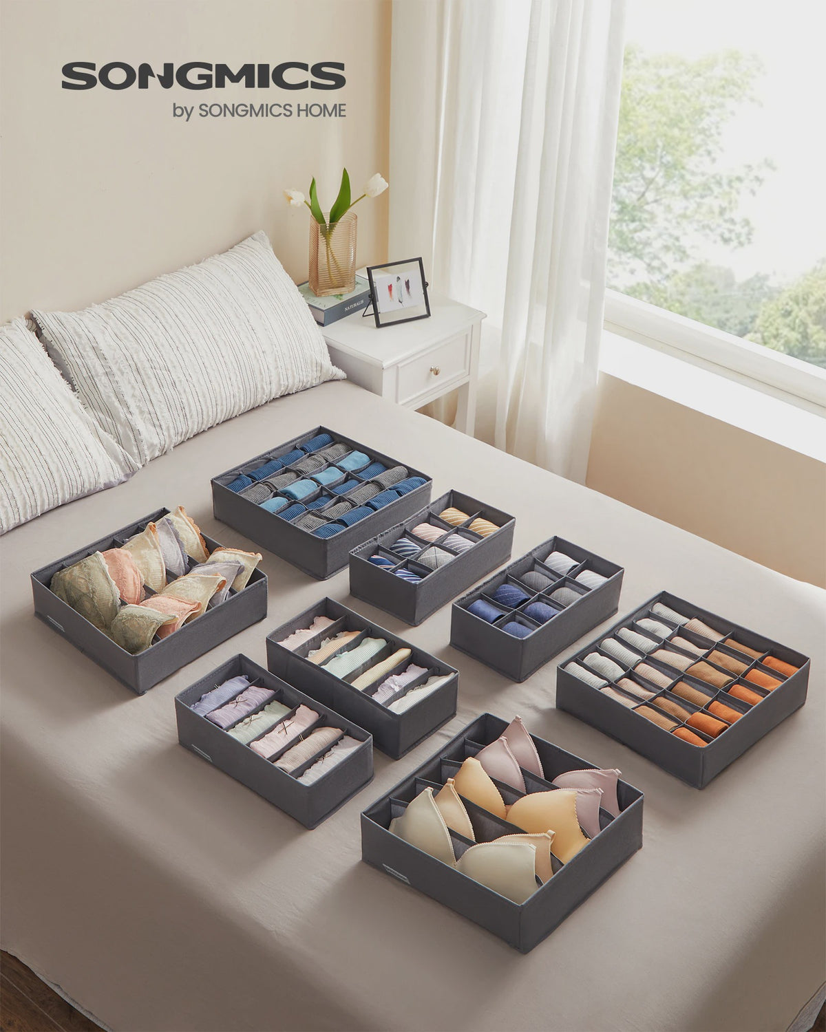 Set van 8 Opvouwbare Lade-Organizers voor Ondergoed, Sokken en Accessoires