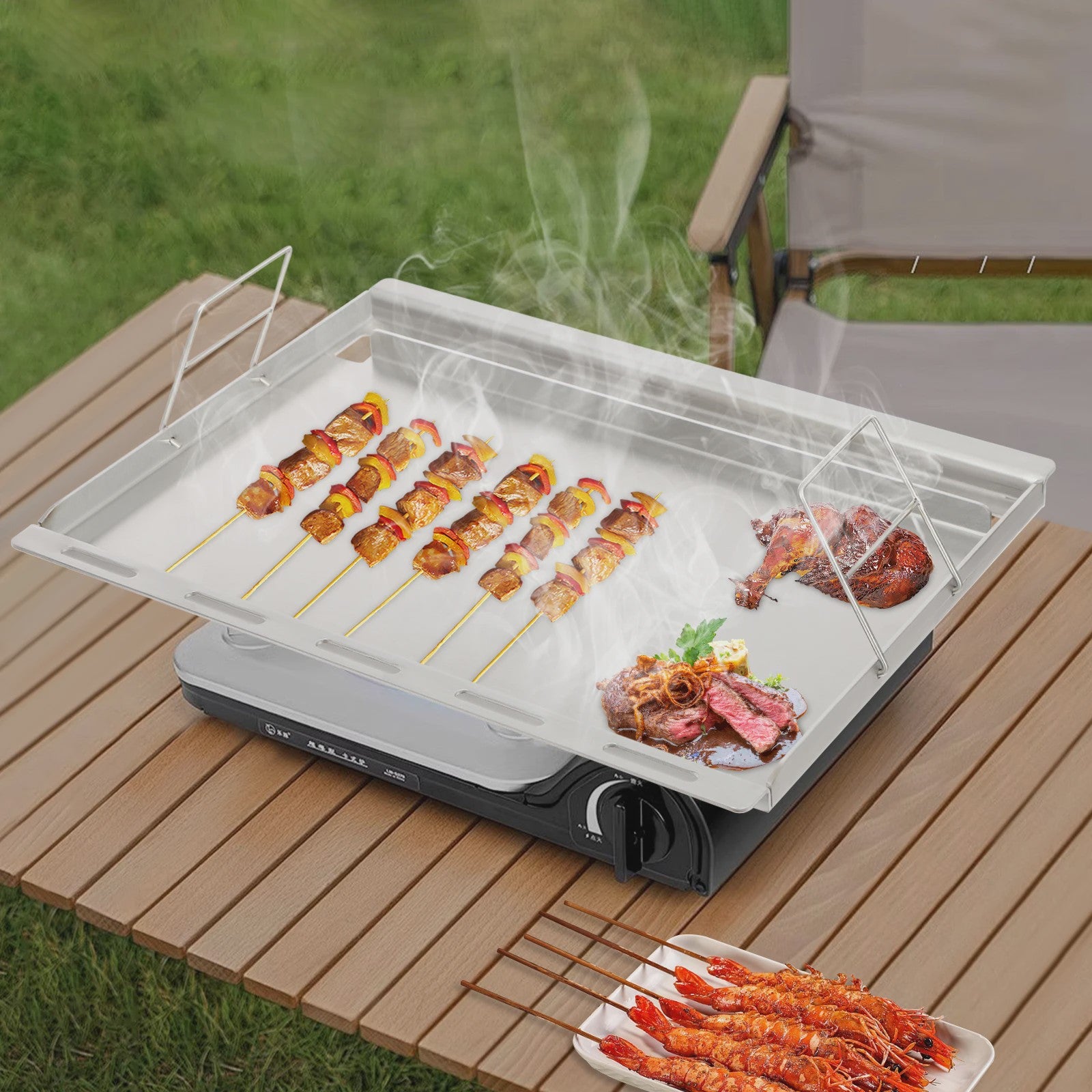 Roestvrijstalen Grillplaat 50x64cm - 4mm Dikke Platte Top BBQ Plaat - Vervangend Onderdeel
