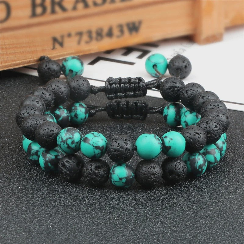 Verstelbare Lava Kralen & Tijgeroog Armband - Yoga & Helende Sieraden voor Hem en Haar