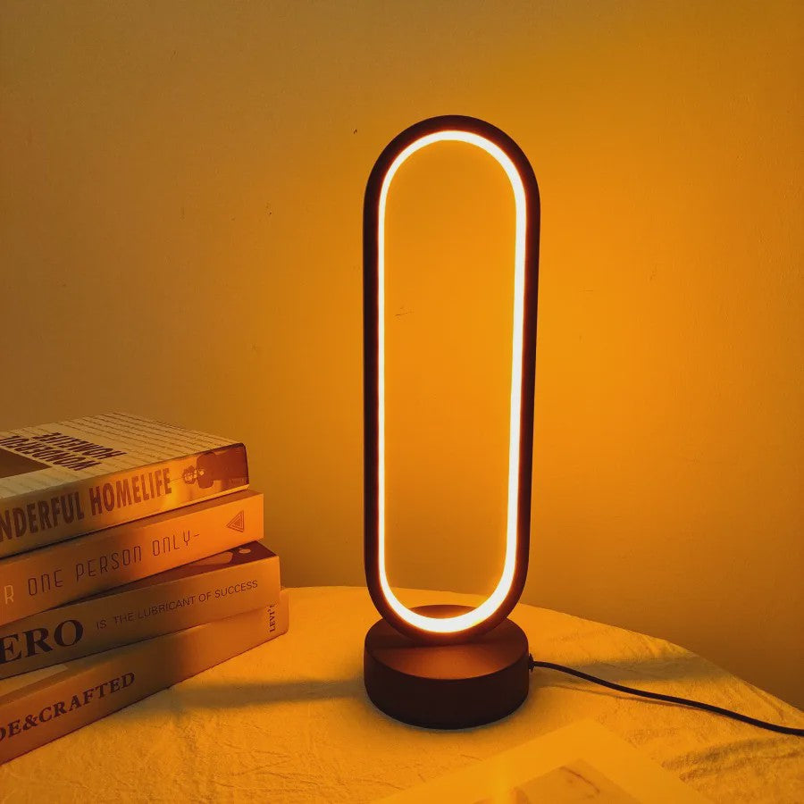 Moderne Ring Lamp voor Slaapkamer & Woonkamer - Drie Kleuren & Dimbaar LED Nachtlampje