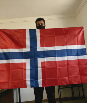 Noorse Vlag 150x90cm - Duurzaam Polyester, Dubbel Gestikt