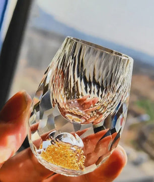 Luxe Kristallen Borrelglaasje met Dubbele Bodem en Gouden Folie - Perfect Cadeau