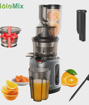 BioloMix Slowjuicer met Brede Vulopening (75mm) - Krachtige 200W Motor voor Hele Vruchten