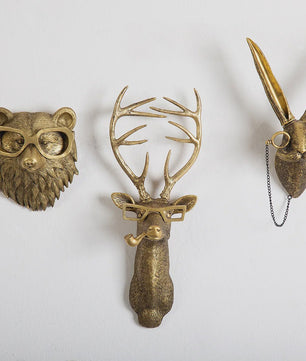 Gouden Hertenkop Wandhaak - Decoratieve Resin Muurhanger met Opbergfunctie