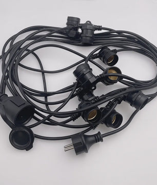 10m Waterdichte Buitenlichtsnoer Kabel met E27 Fittingen - Professionele Kwaliteit voor Tuin & Feesten