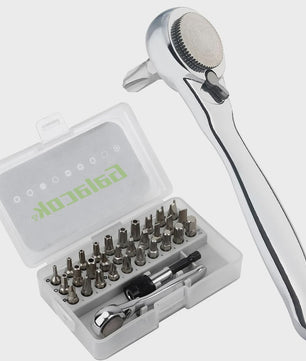 32-delige Mini Ratel Sleutel Set met 1/4" Bit, 72T, Magnetisch - Ideaal voor Krappe Ruimtes