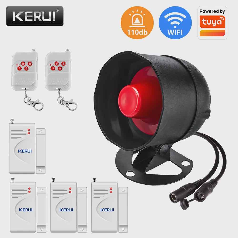 KERUI WIFI Alarmsysteem met Sirene: Slimme Beveiliging voor Thuis, Compatibel met Tuya & Alexa