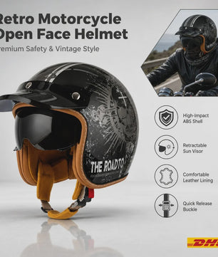 Handgeschilderd Open Face Motorhelm met Vizier - Lichtgewicht ABS & 3C Gecertificeerd