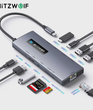 BlitzWolf BW-NEW TH8 10-in-1 USB-C Hub: 4K 60Hz, PD 100W, Gigabit Ethernet, SD/TF & USB 3.0