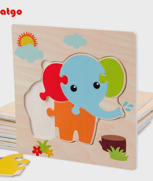 Houten 3D Puzzels voor Kinderen - Leerzaam Dieren Tangram Puzzel Speelgoed