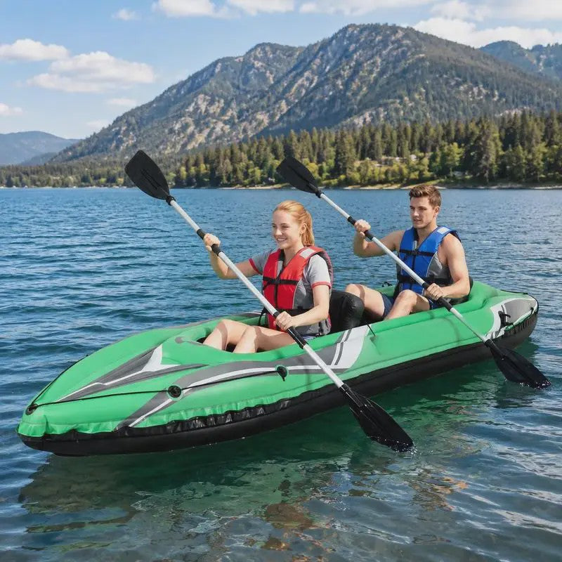 Opblaasbare Kajak voor 2 Personen - 3.5 Meter - Heavy Duty PVC met Aluminium Paddles - Groen