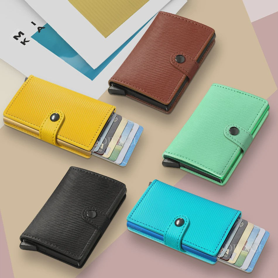 Minimalistische RFID-blokkerende Cardholder met Automatische Pop-Up | PU Leer