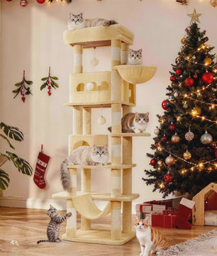 Grote Kattenboom 170 cm - Multi-Level Krabpaal met Ruim Zitplateau & Wasbare Mat - Geschikt voor Maine Coons