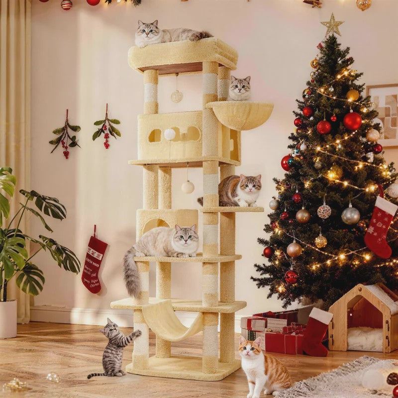Grote Kattenboom 170 cm - Multi-Level Krabpaal met Ruim Zitplateau & Wasbare Mat - Geschikt voor Maine Coons