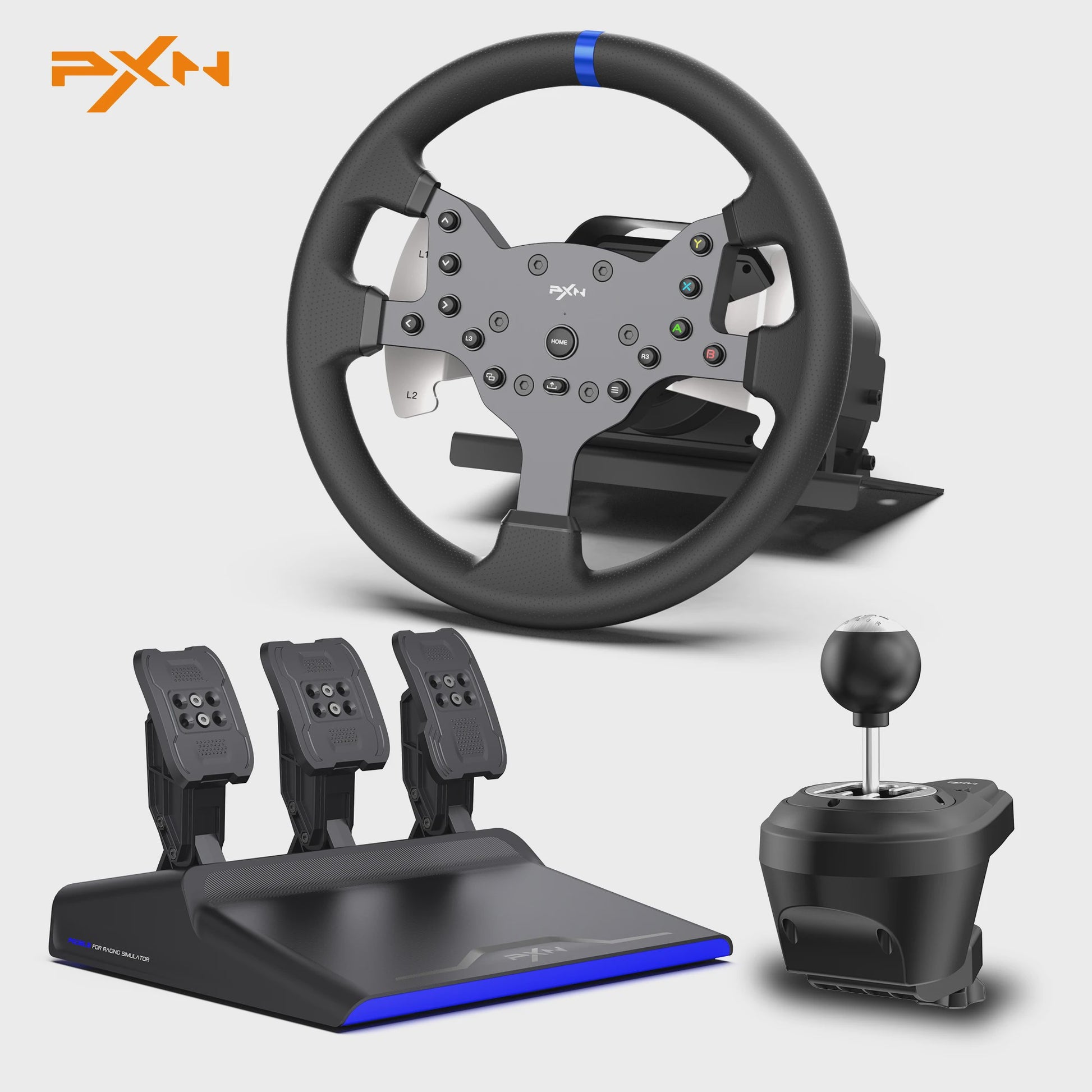 PXN V99 Force Feedback Racestuur met Pedalen en Schakelpook - 270/900 Graden Gaming Stuurwiel