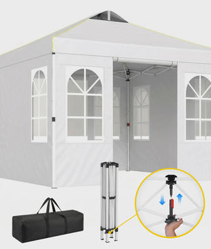 Outsunny Pop-Up Partytent 3x3m met Verstelbare Hoogte en Afneembare Zijwanden