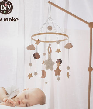 Houten Baby Mobiel met Muziekdoosje & Rammelaar - Speelgoed voor wieg & ledikant (0-12 maanden)